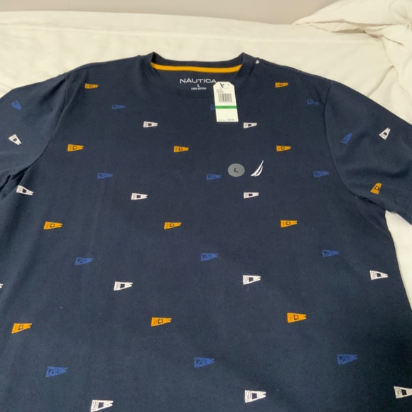 Nautical all over flag print soft cotton jersey tshirt - Picture 3 of 7